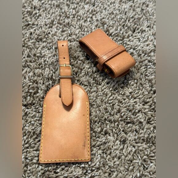Louis Vuitton Tan Leather Luggage Bag Tag - Picture 2 of 2
